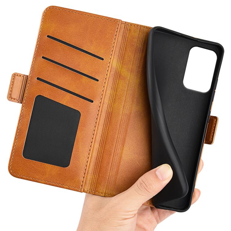 For Motorola Moto E15 Dual-side Magnetic Buckle Horizontal Flip Leather Phone Case
