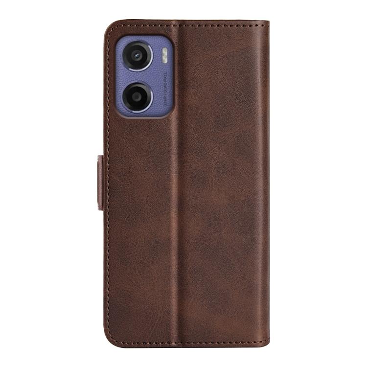 For Motorola Moto E15 Dual-side Magnetic Buckle Horizontal Flip Leather Phone Case