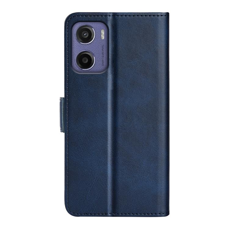 For Motorola Moto E15 Dual-side Magnetic Buckle Horizontal Flip Leather Phone Case