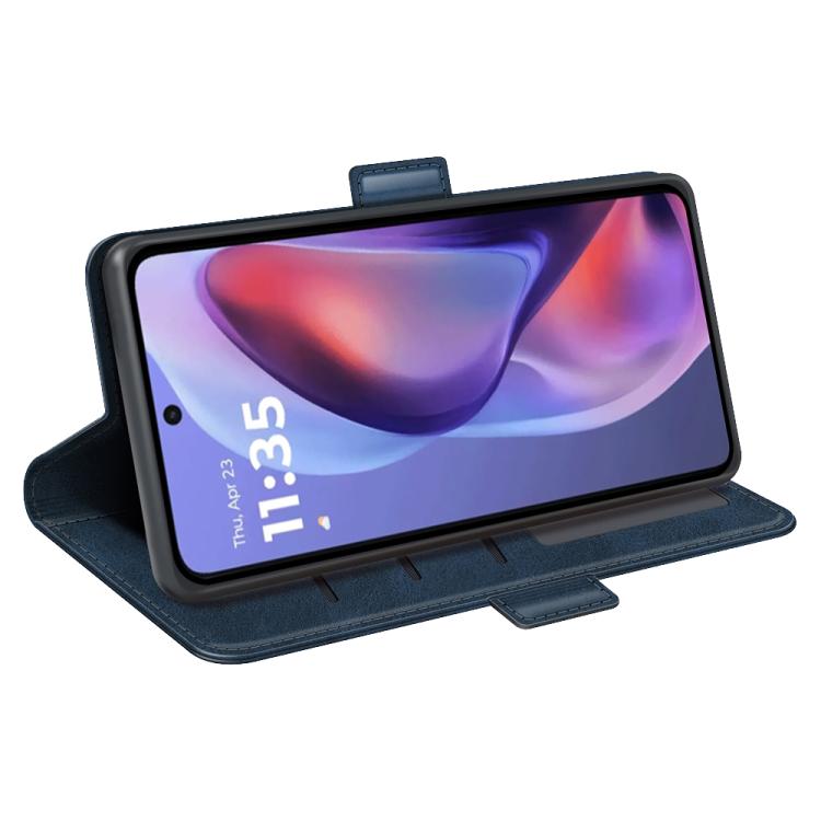 For Motorola Moto E15 Dual-side Magnetic Buckle Horizontal Flip Leather Phone Case