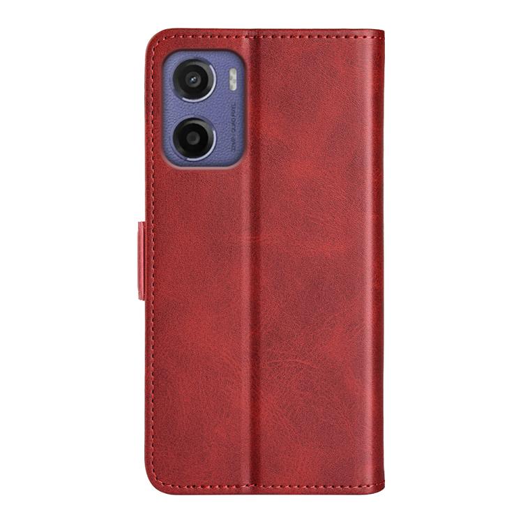 For Motorola Moto E15 Dual-side Magnetic Buckle Horizontal Flip Leather Phone Case