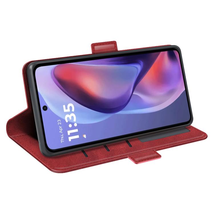 For Motorola Moto E15 Dual-side Magnetic Buckle Horizontal Flip Leather Phone Case
