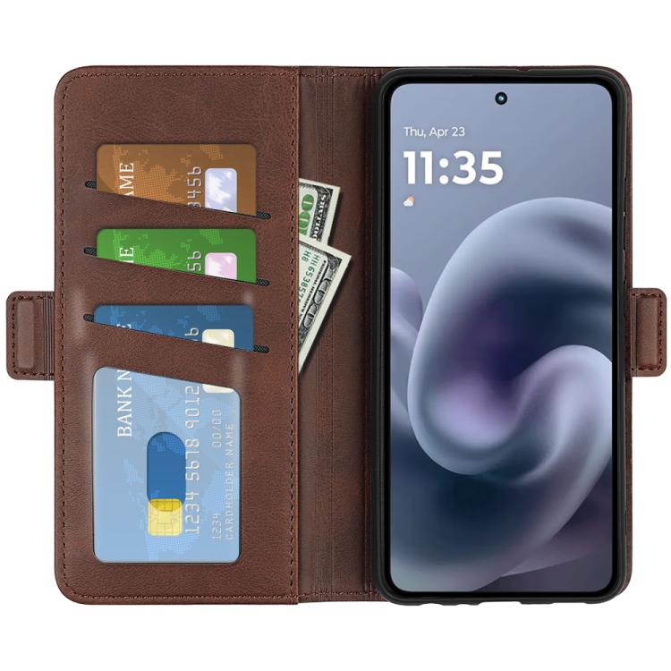 For Motorola Moto G86 5G Dual-side Magnetic Buckle Horizontal Flip Leather Phone Case