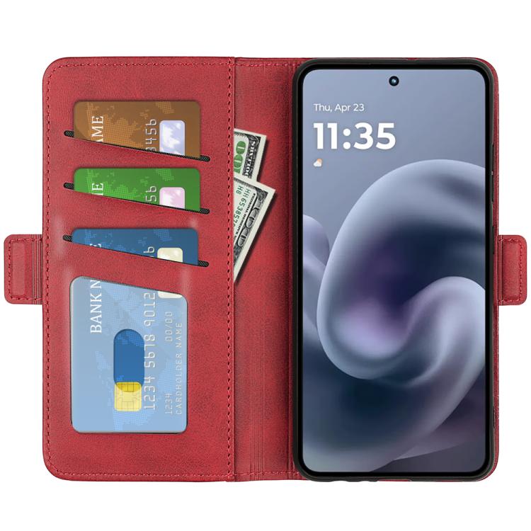 For Motorola Moto G86 5G Dual-side Magnetic Buckle Horizontal Flip Leather Phone Case