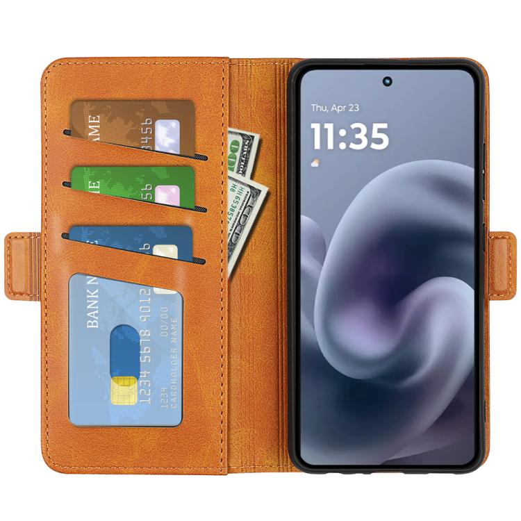 For Motorola Moto G86 Power Dual-side Magnetic Buckle Horizontal Flip Leather Phone Case