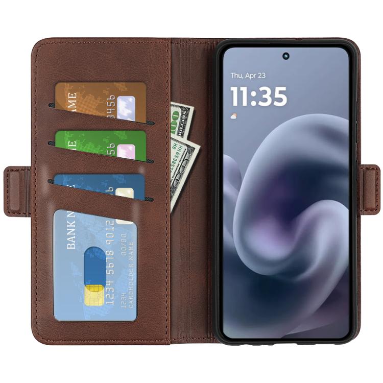 For Motorola Moto G86 Power Dual-side Magnetic Buckle Horizontal Flip Leather Phone Case