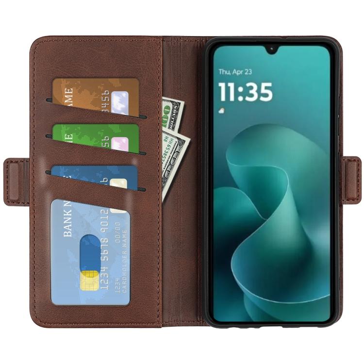 For Motorola Moto G06 4G Dual-side Magnetic Buckle Horizontal Flip Leather Phone Case