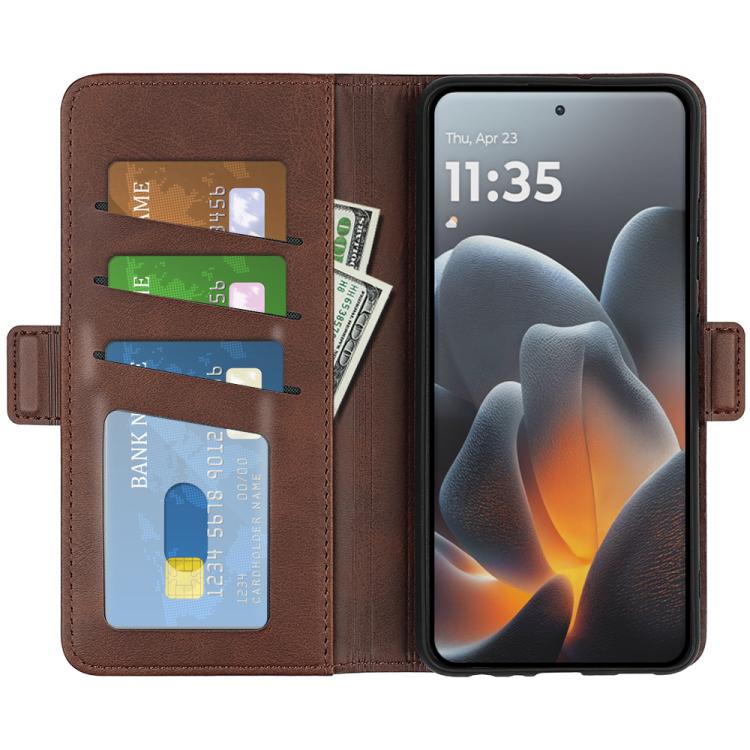 For Motorola Signature 5G Dual-side Magnetic Buckle Horizontal Flip Leather Phone Case