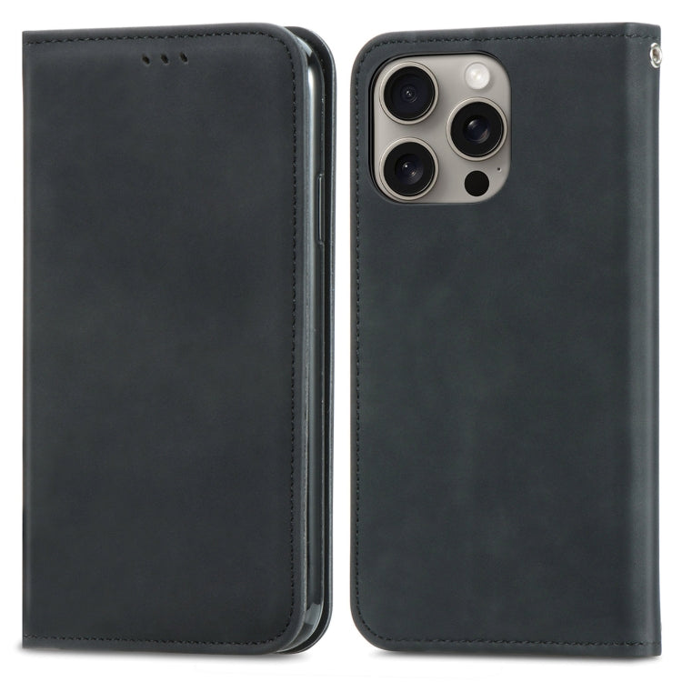 For iPhone 16 Pro Max Retro Skin Feel Magnetic Leather Phone Case