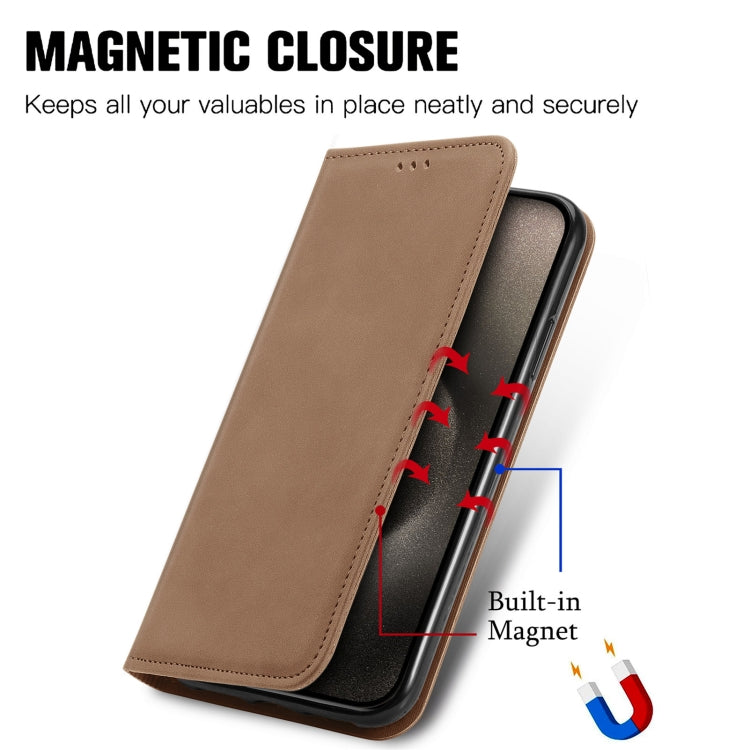 For iPhone 16 Pro Max Retro Skin Feel Magnetic Leather Phone Case