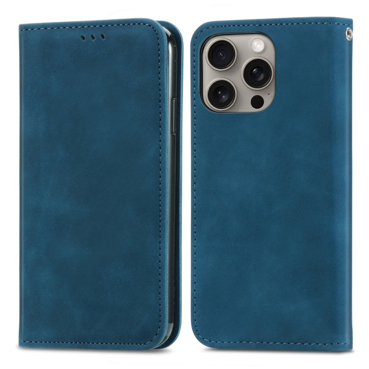 For iPhone 16 Pro Max Retro Skin Feel Magnetic Leather Phone Case