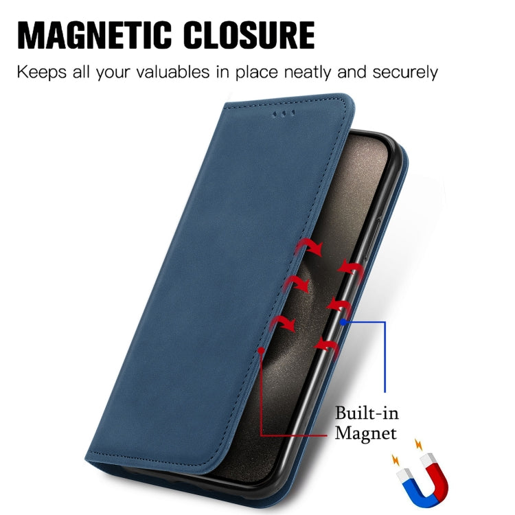 For iPhone 16 Pro Max Retro Skin Feel Magnetic Leather Phone Case