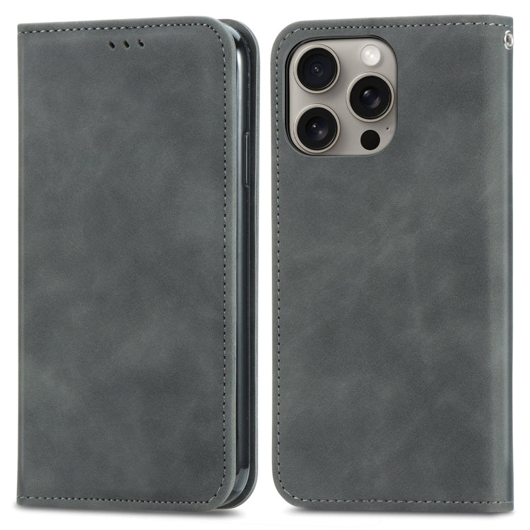 For iPhone 16 Pro Max Retro Skin Feel Magnetic Leather Phone Case