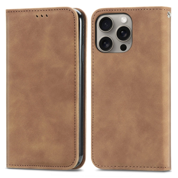 For iPhone 16 Pro Retro Skin Feel Magnetic Leather Phone Case