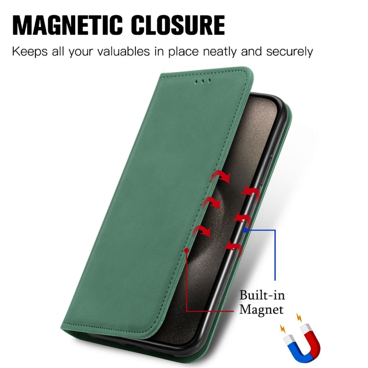 For iPhone 16 Pro Retro Skin Feel Magnetic Leather Phone Case
