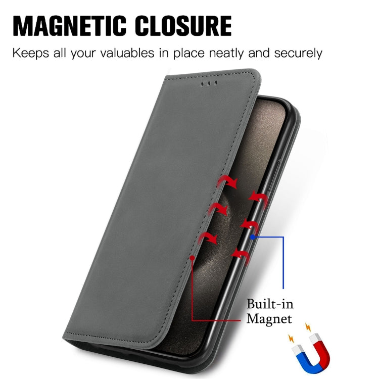 For iPhone 16 Pro Retro Skin Feel Magnetic Leather Phone Case