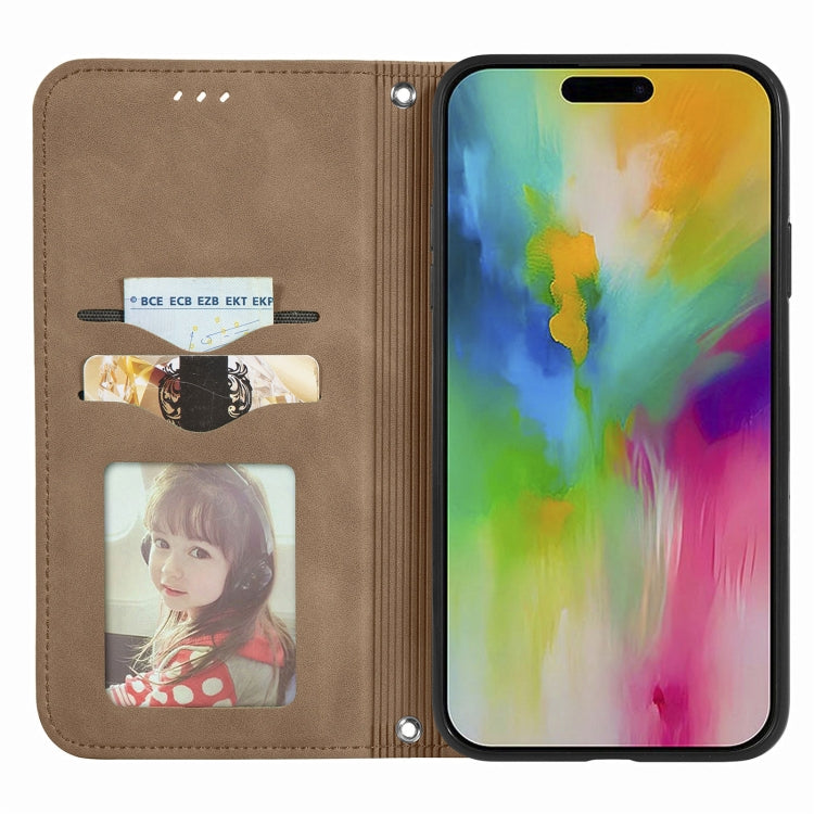 For iPhone 16 Plus Retro Skin Feel Magnetic Leather Phone Case