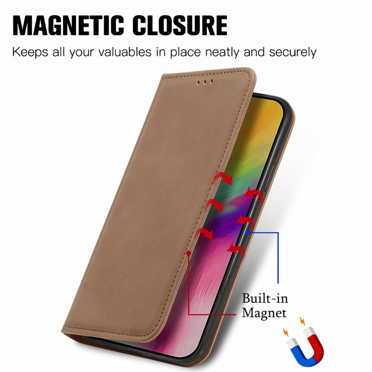 For iPhone 16 Plus Retro Skin Feel Magnetic Leather Phone Case
