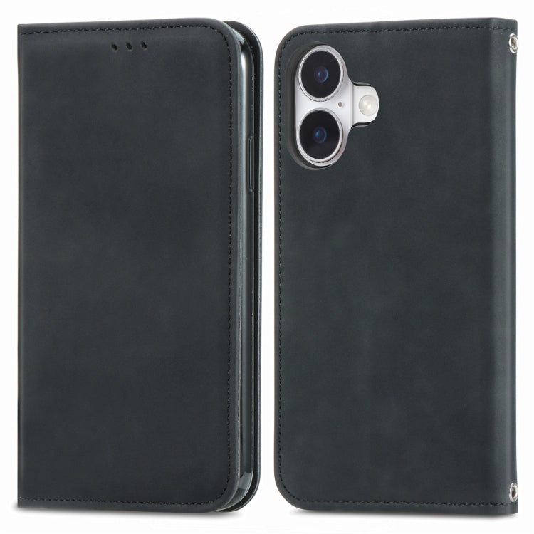 For iPhone 16 Retro Skin Feel Magnetic Leather Phone Case