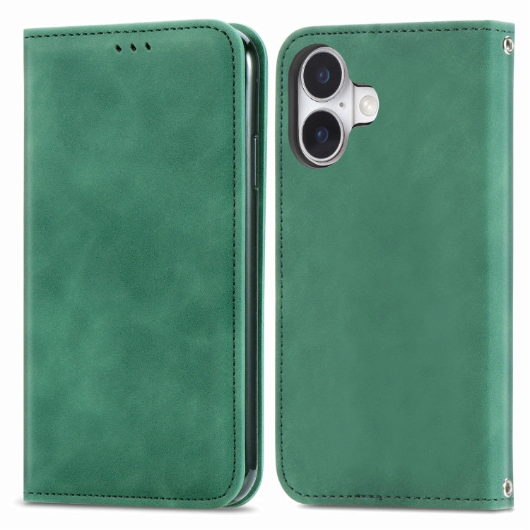 For iPhone 16 Retro Skin Feel Magnetic Leather Phone Case