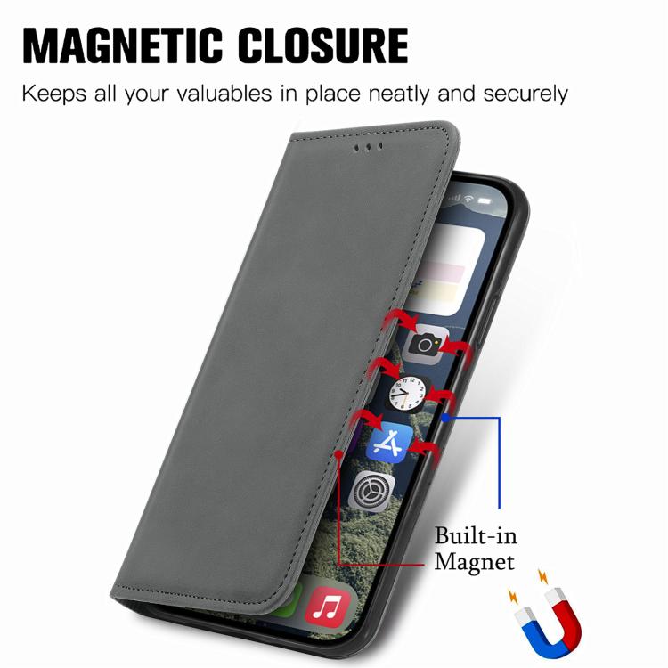 For iPhone 17e / 16e Retro Skin Feel Magnetic Leather Phone Case