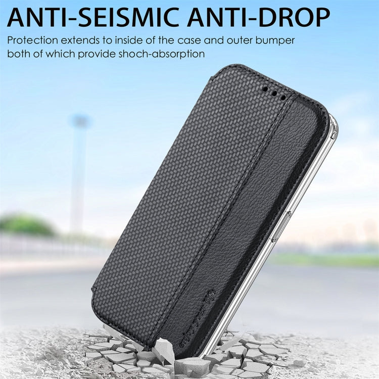 For  Nothing Phone 2 Carbon Fiber Texture Holder Wallet Leather Phone Case