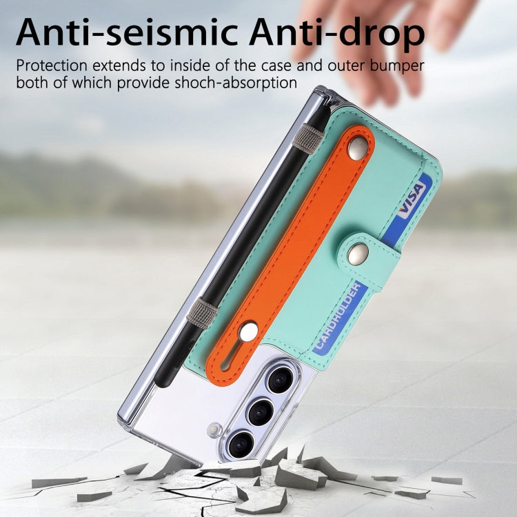 For Samsung Galaxy Z Fold5 Kor Version Multi-functional Wristband Card Wallet Transparent Phone Case