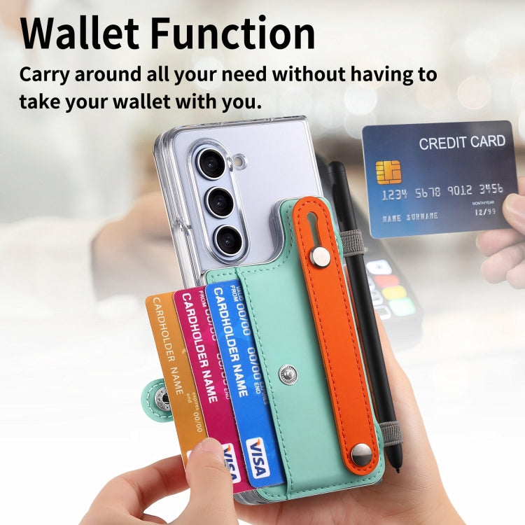 For Samsung Galaxy Z Fold5 Kor Version Multi-functional Wristband Card Wallet Transparent Phone Case