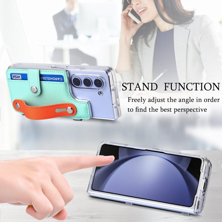 For Samsung Galaxy Z Fold5 Kor Version Multi-functional Wristband Card Wallet Transparent Phone Case