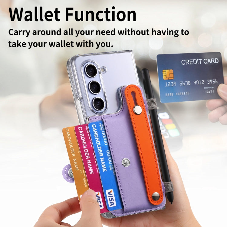 For Samsung Galaxy Z Fold5 Kor Version Multi-functional Wristband Card Wallet Transparent Phone Case