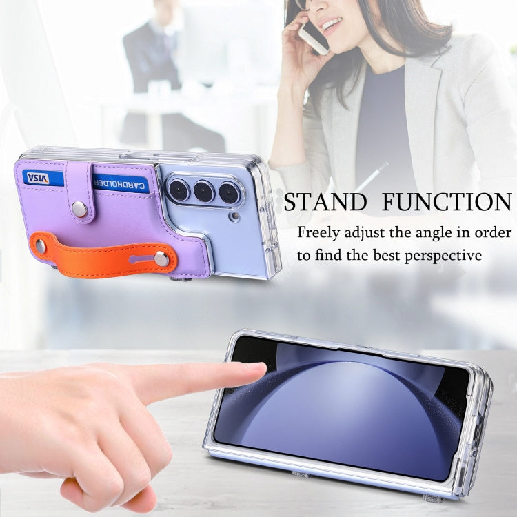 For Samsung Galaxy Z Fold5 Kor Version Multi-functional Wristband Card Wallet Transparent Phone Case