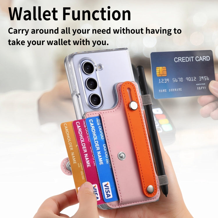 For Samsung Galaxy Z Fold5 Kor Version Multi-functional Wristband Card Wallet Transparent Phone Case