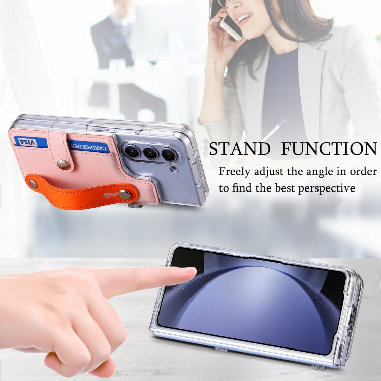 For Samsung Galaxy Z Fold5 Kor Version Multi-functional Wristband Card Wallet Transparent Phone Case