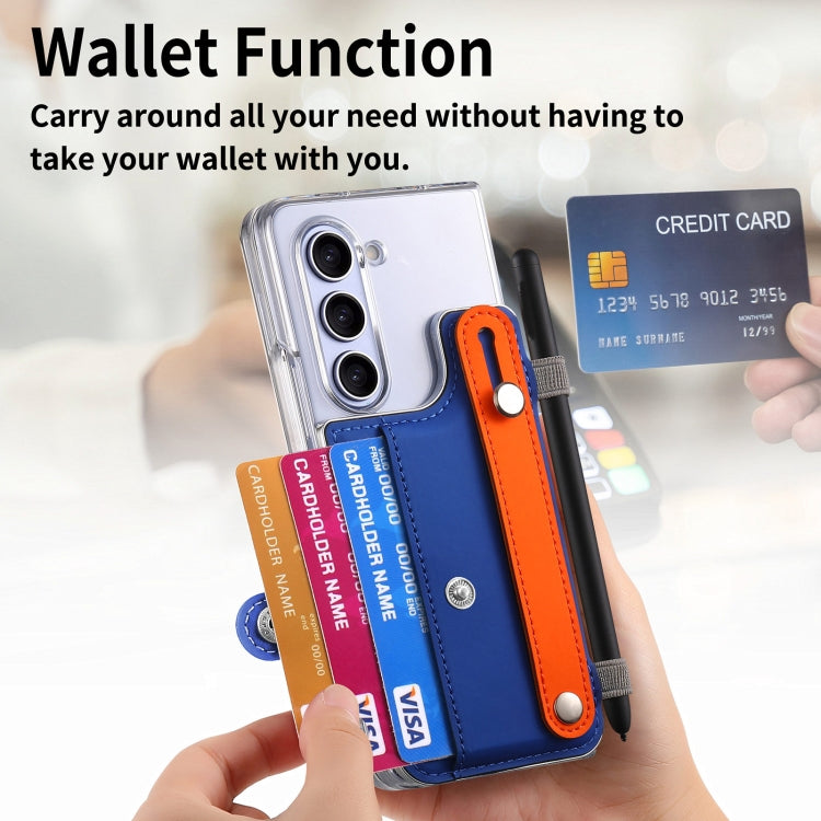 For Samsung Galaxy Z Fold5 Kor Version Multi-functional Wristband Card Wallet Transparent Phone Case