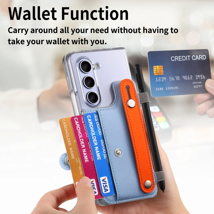 For Samsung Galaxy Z Fold5 Kor Version Multi-functional Wristband Card Wallet Transparent Phone Case