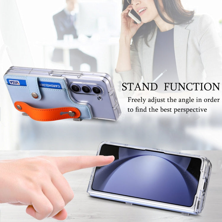 For Samsung Galaxy Z Fold5 Kor Version Multi-functional Wristband Card Wallet Transparent Phone Case