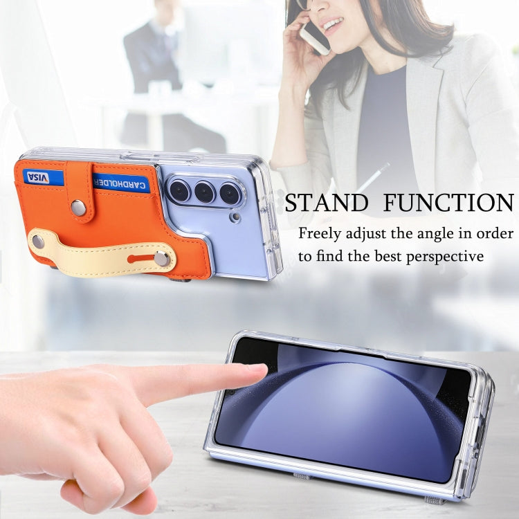 For Samsung Galaxy Z Fold5 Kor Version Multi-functional Wristband Card Wallet Transparent Phone Case