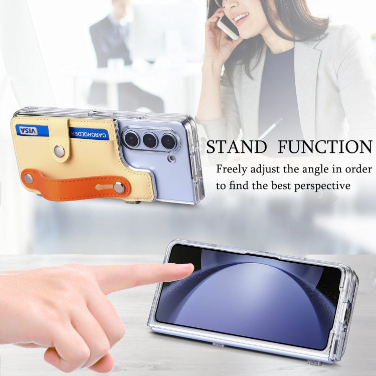 For Samsung Galaxy Z Fold5 Kor Version Multi-functional Wristband Card Wallet Transparent Phone Case