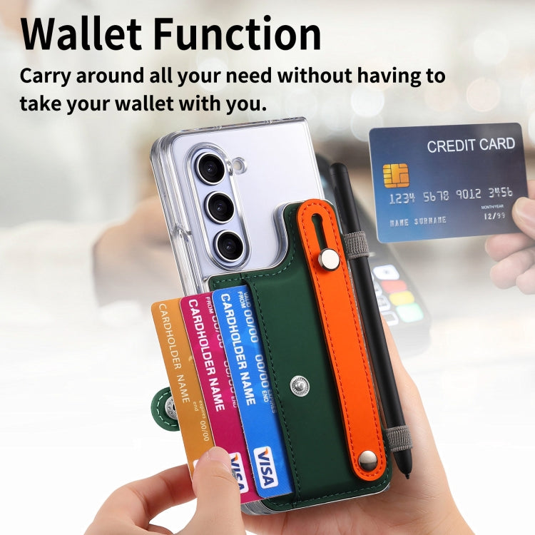 For Samsung Galaxy Z Fold5 Kor Version Multi-functional Wristband Card Wallet Transparent Phone Case