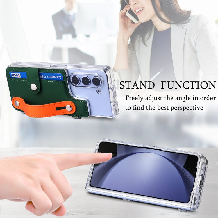 For Samsung Galaxy Z Fold5 Kor Version Multi-functional Wristband Card Wallet Transparent Phone Case