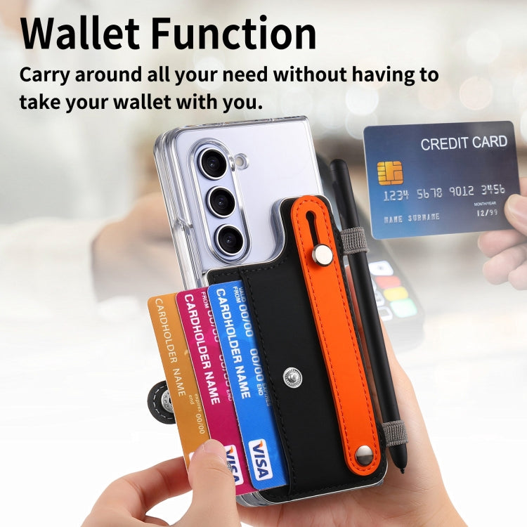 For Samsung Galaxy Z Fold5 Kor Version Multi-functional Wristband Card Wallet Transparent Phone Case