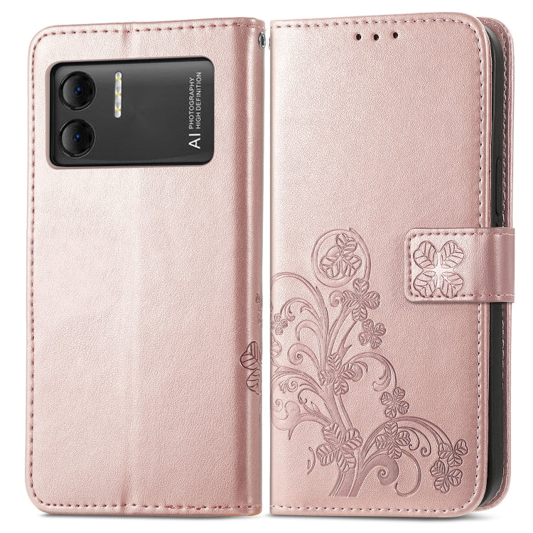 For DOOGEE X98 Pro / X98 Four-leaf Clasp Embossed Buckle Leather Phone Case