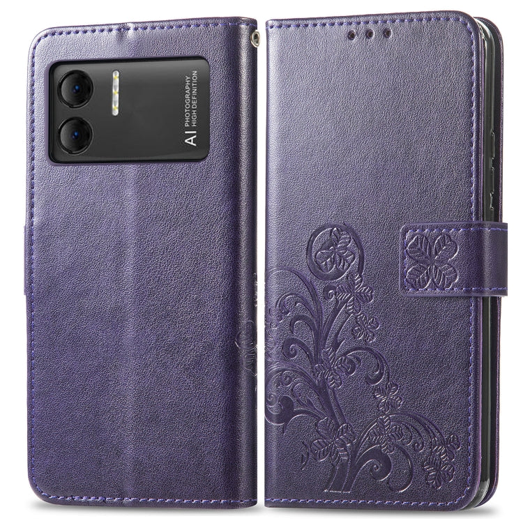 For DOOGEE X98 Pro / X98 Four-leaf Clasp Embossed Buckle Leather Phone Case