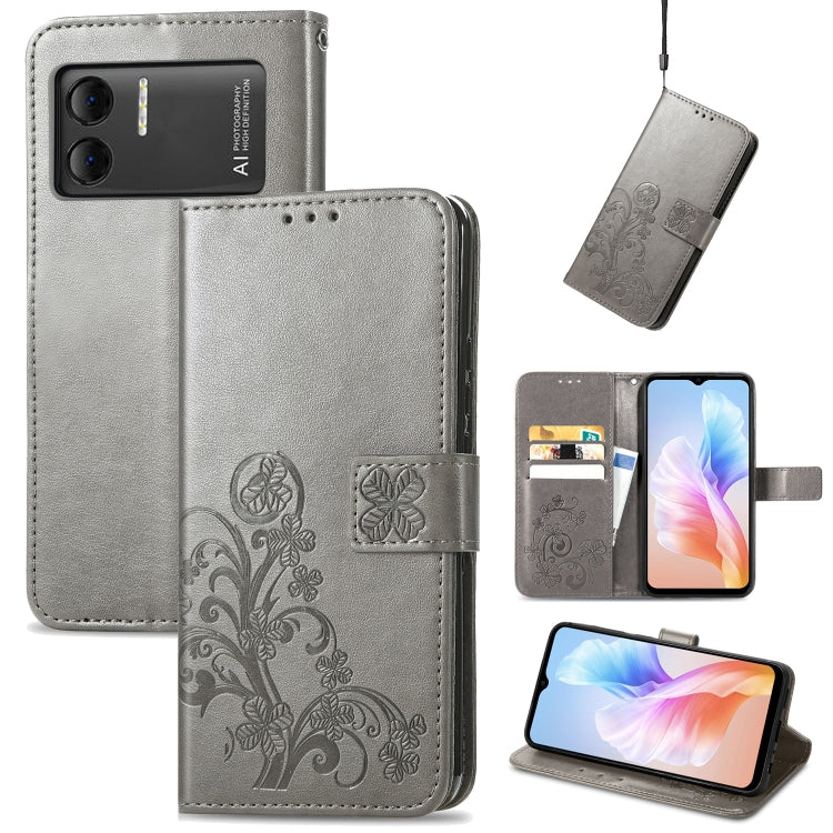 For DOOGEE X98 Pro / X98 Four-leaf Clasp Embossed Buckle Leather Phone Case