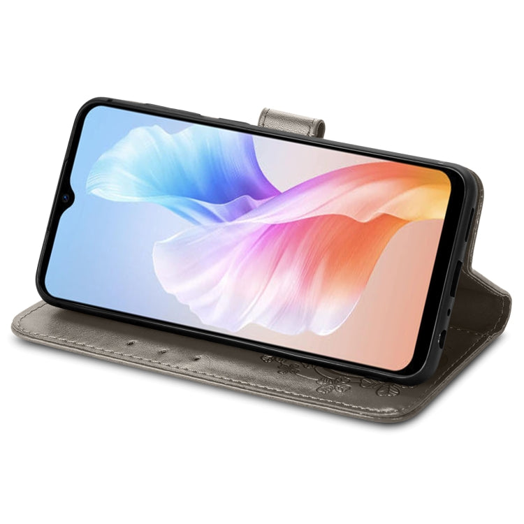 For DOOGEE X98 Pro / X98 Four-leaf Clasp Embossed Buckle Leather Phone Case