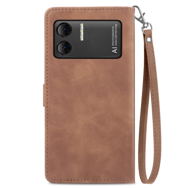 For DOOGEE X98 Pro / X98 Embossed Flower Zipper Leather Phone Case