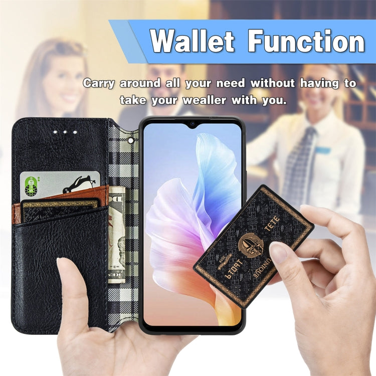 For DOOGEE X98 Pro / X98 Cubic Grid Pressed Magnetic Leather Phone Case