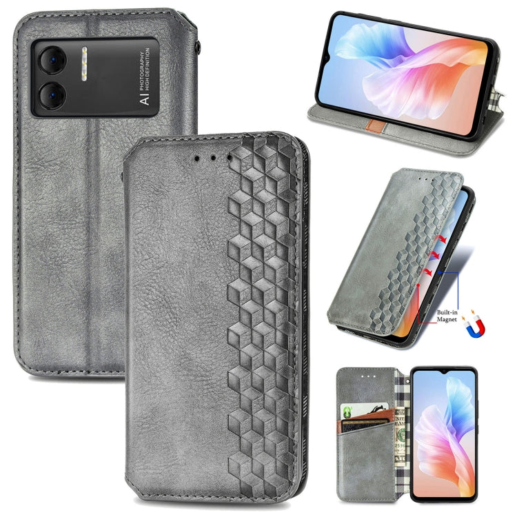 For DOOGEE X98 Pro / X98 Cubic Grid Pressed Magnetic Leather Phone Case