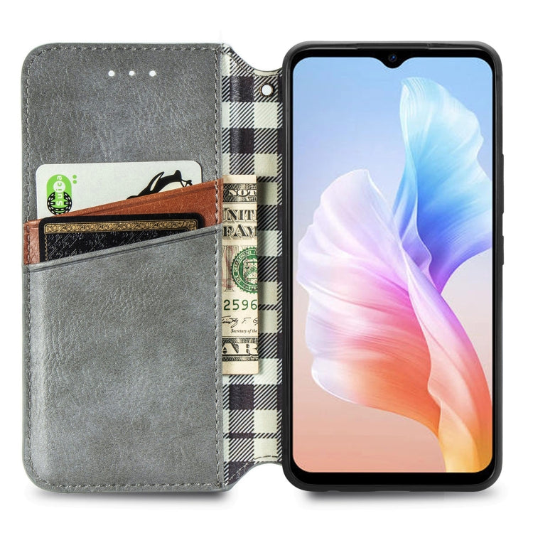 For DOOGEE X98 Pro / X98 Cubic Grid Pressed Magnetic Leather Phone Case