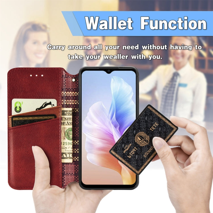 For DOOGEE X98 Pro / X98 Cubic Grid Pressed Magnetic Leather Phone Case